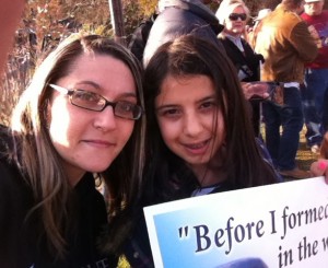 Jacki and -- in her words -- her beautiful "unplanned baby girl," 11 years later, praying outside of their local abortion facility!